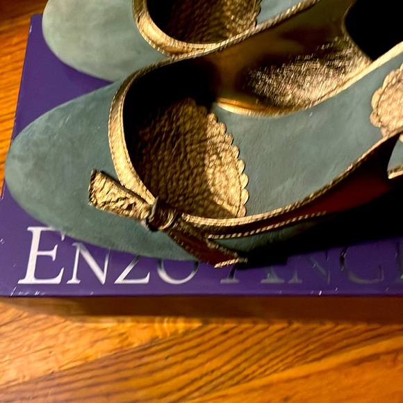 Vintage Enzo Angiolini Shoes for Women jade and gold slingbacks - Picture 2 of 10